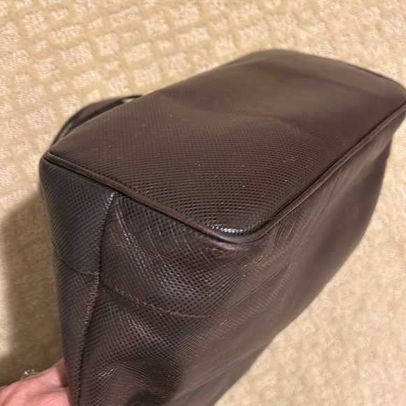 Bottega Veneta RARE vintage brown embossed leather shoulder bag with gold chain - Picture 6 of 16